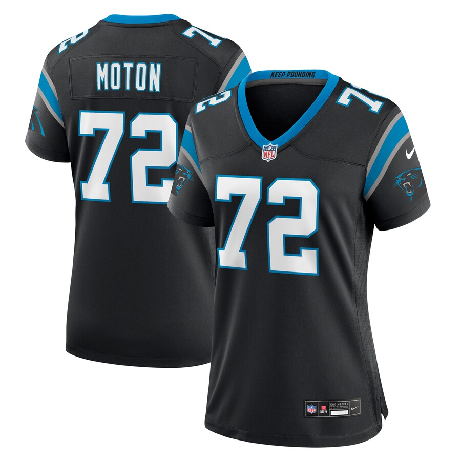 Women's Carolina Panthers Taylor Moton Nike Black Team Game Jersey - ujerseystore