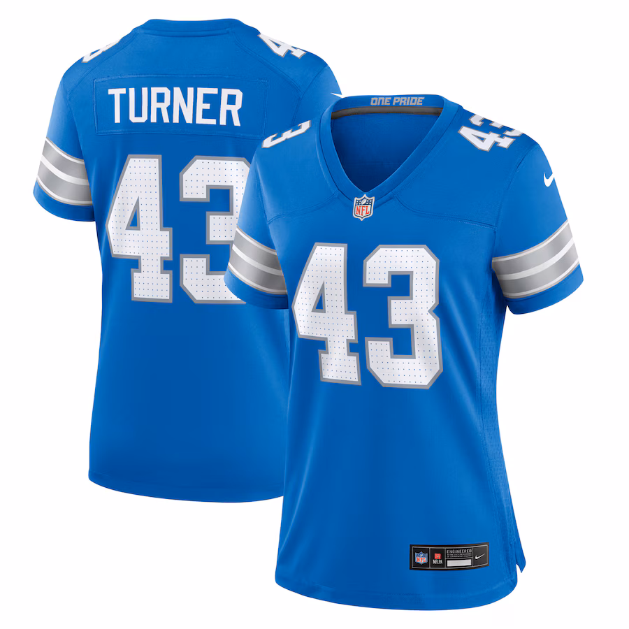 Women's Detroit Lions James Turner Nike  Blue Game Jersey - ujerseystore