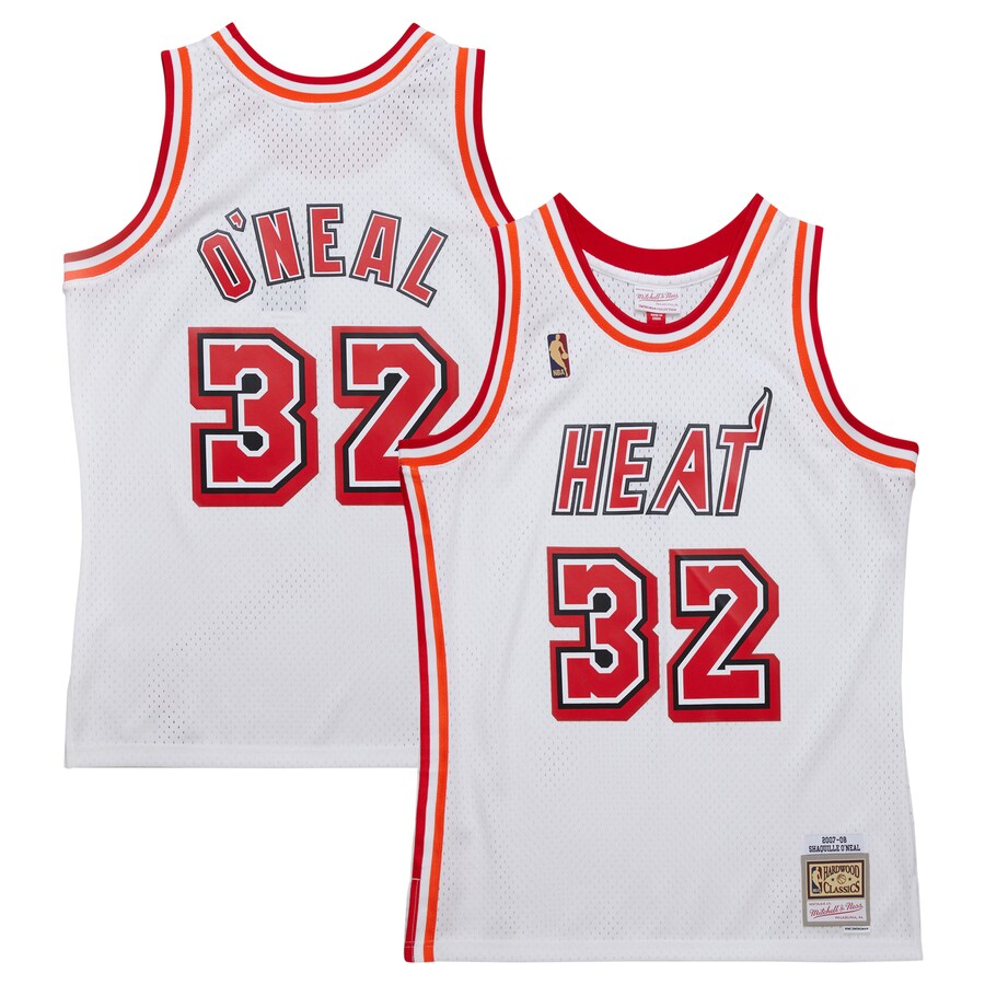 Men's Miami Heat Shaquille O'Neal Mitchell & Ness White 2007/08 Hardwood Classics Swingman Jersey - ujerseystore