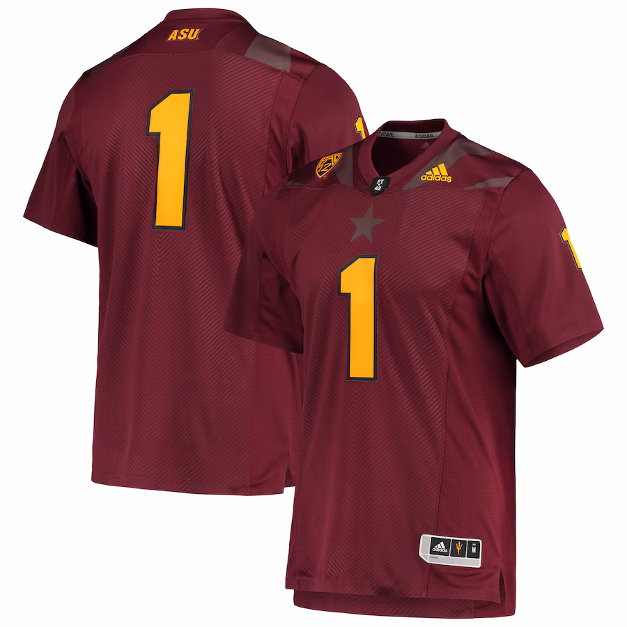 Men's adidas #1 Maroon Arizona State Sun Devils Team Premier Football Jersey - ujerseystore