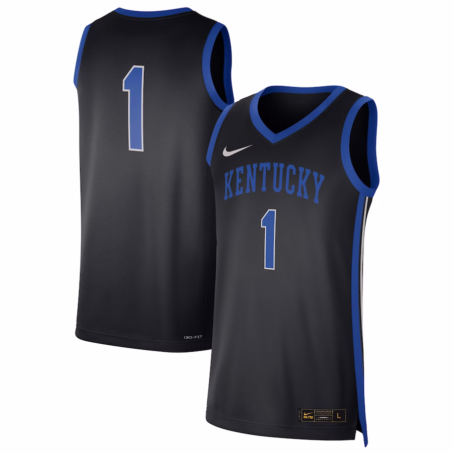 #1 Kentucky Wildcats Nike Replica Basketball Jersey - Black - ujerseystore
