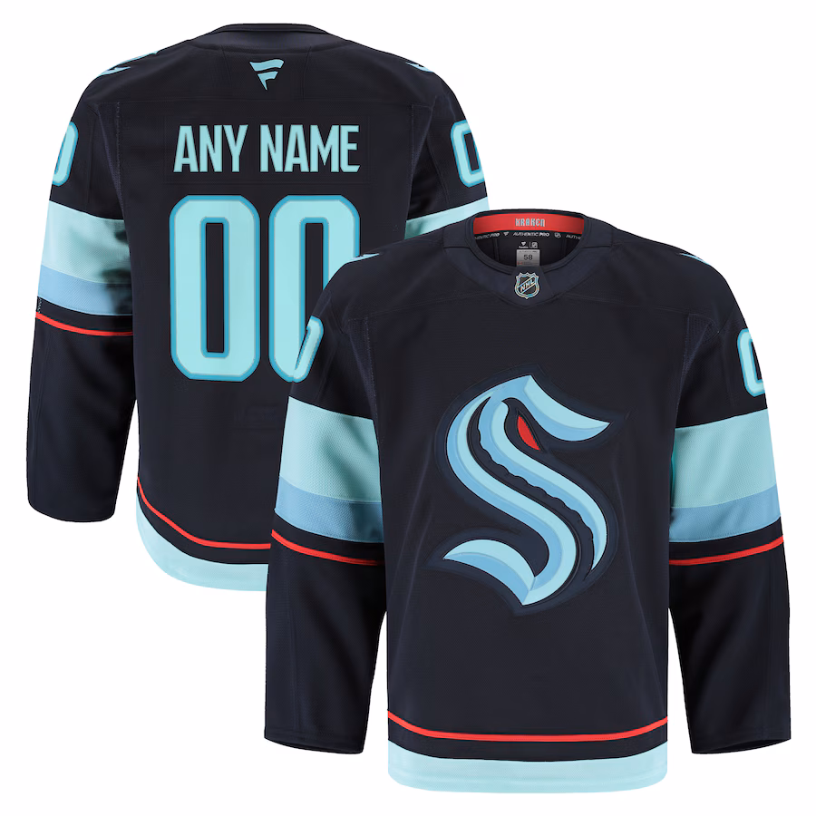 Men's Seattle Kraken Fanatics Navy Home Authentic Pro Custom Jersey - ujerseystore
