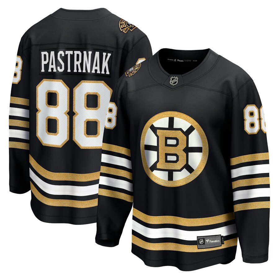 Men's Boston Bruins David Pastrnak Fanatics Branded Black 100th Anniversary Premier Breakaway Player Jersey - ujerseystore
