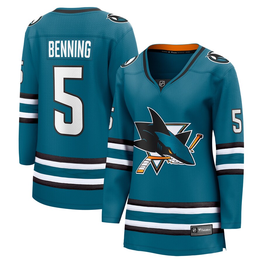 Women's San Jose Sharks Matt Benning Fanatics Branded Teal Home Breakaway Player Jersey - ujerseystore