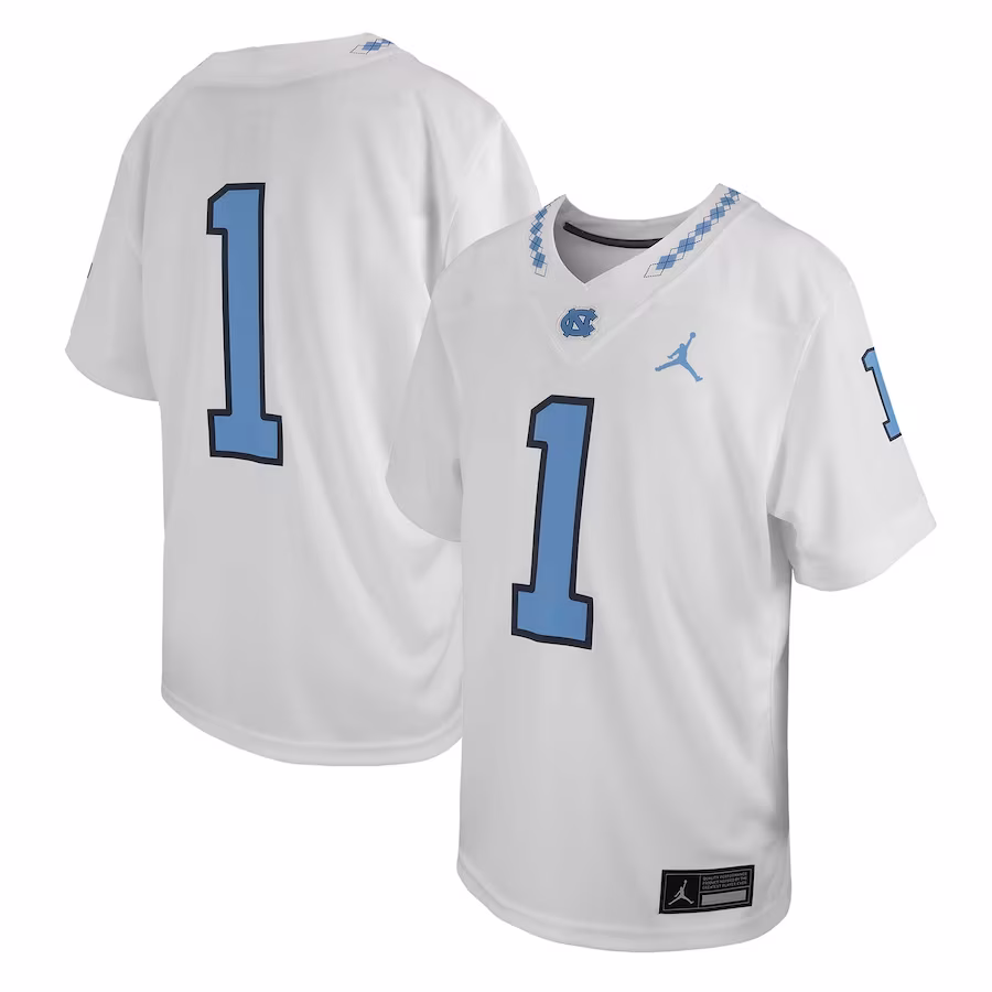 #1 North Carolina Tar Heels Jordan Brand Youth Untouchable Replica Game Jersey - White - ujerseystore