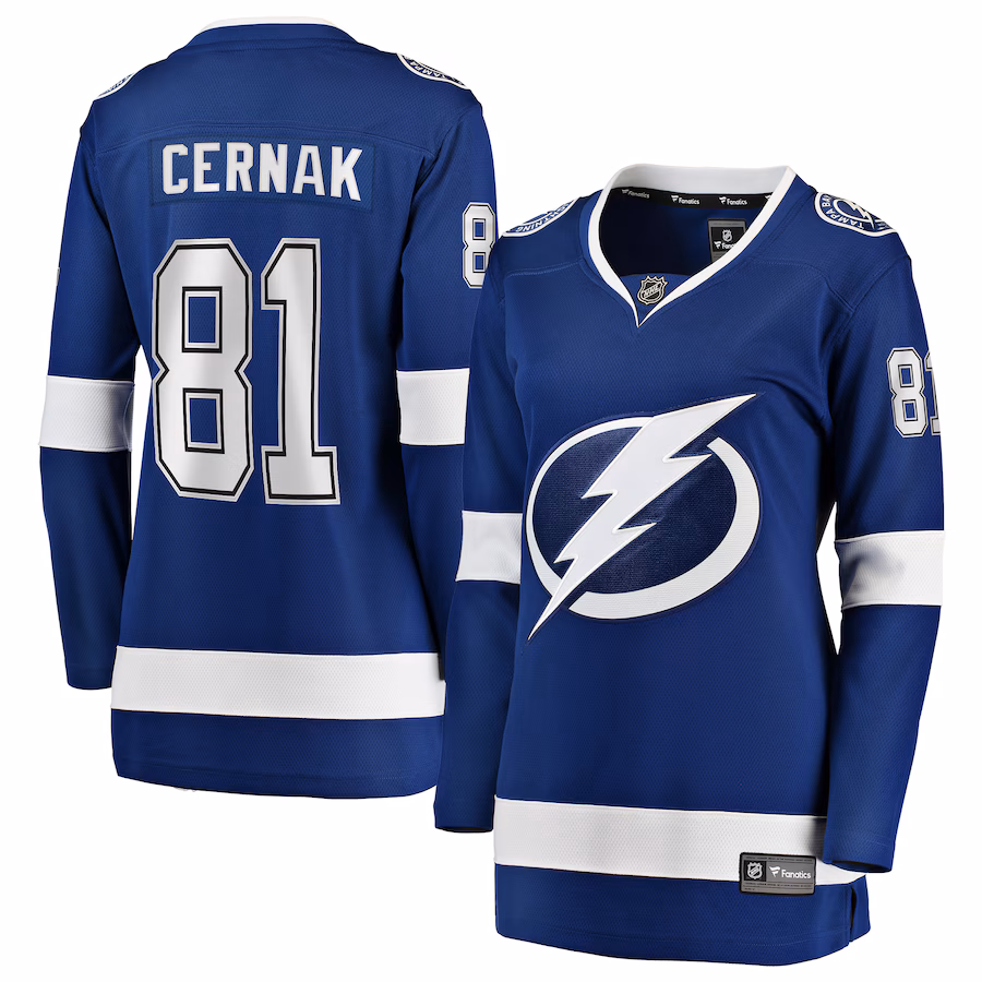 Women's Tampa Bay Lightning Erik Cernak Fanatics Blue Home Breakaway Player Jersey - ujerseystore