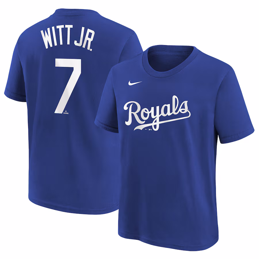 Youth Kansas City Royals Bobby Witt Jr. Nike Royal Player Name & Number T-Shirt - ujerseystore