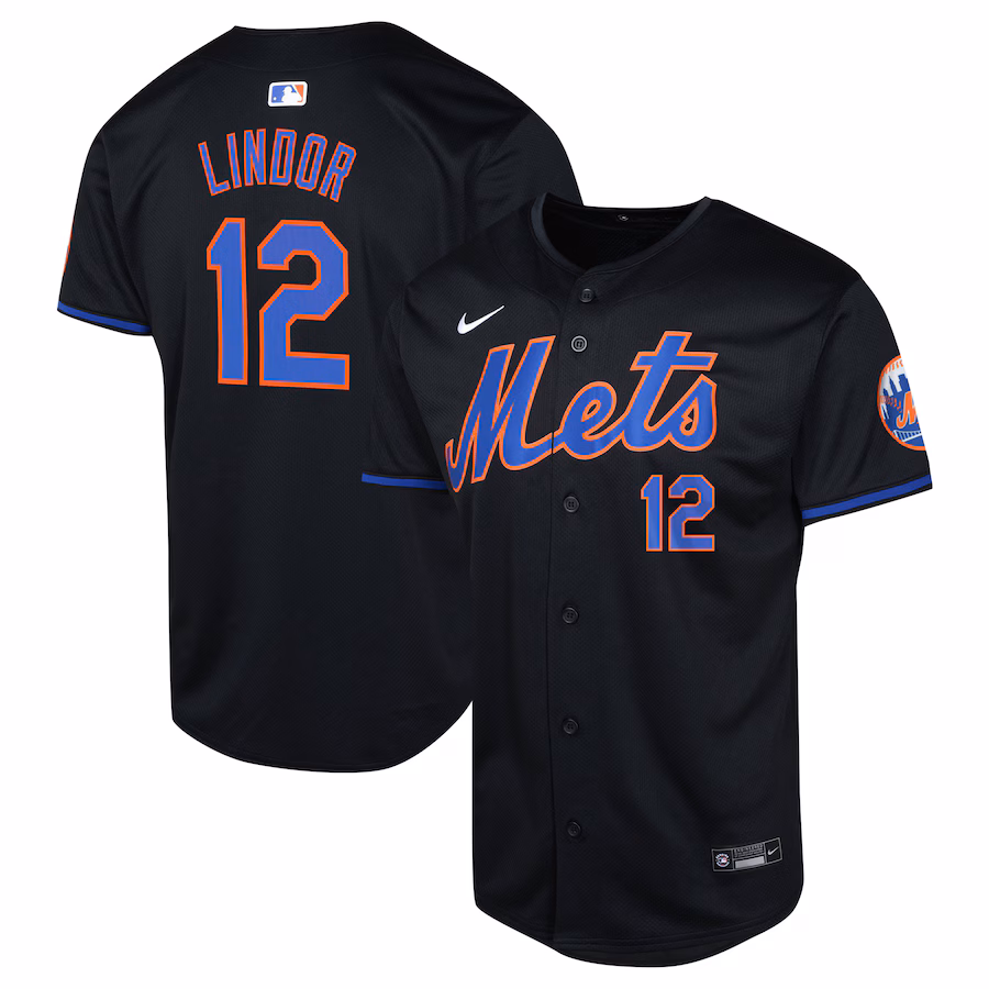 Youth New York Mets Francisco Lindor Nike Black Alternate Limited Player Jersey - ujerseystore