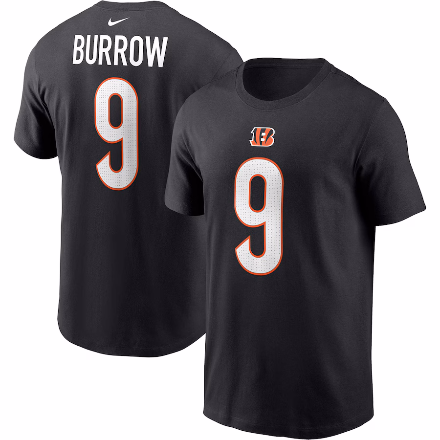 Men's Cincinnati Bengals Joe Burrow Nike Black Player Name & Number T-Shirt - ujerseystore