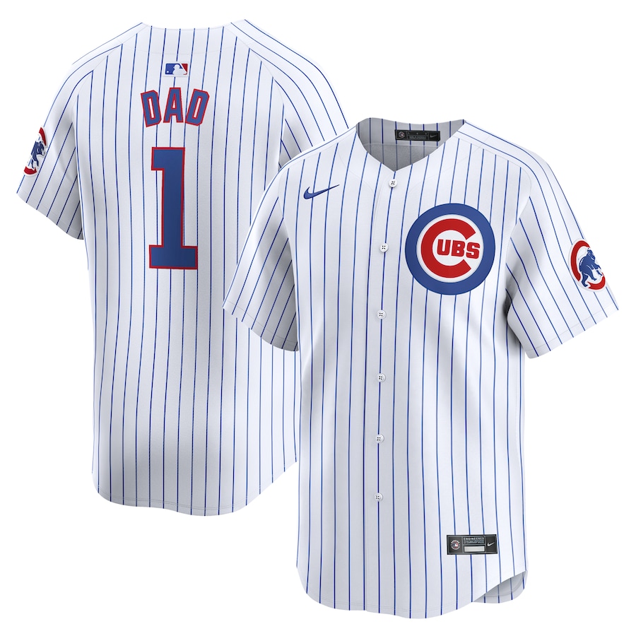 Men's Chicago Cubs Nike White #1 Dad Home Limited Jersey - ujerseystore