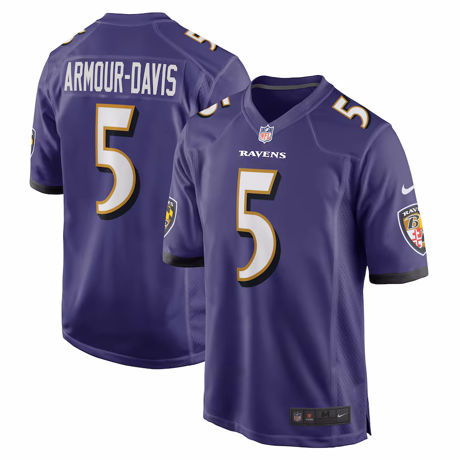 Men's Baltimore Ravens Jalyn Armour-Davis Nike Purple Game Player Jersey - ujerseystore
