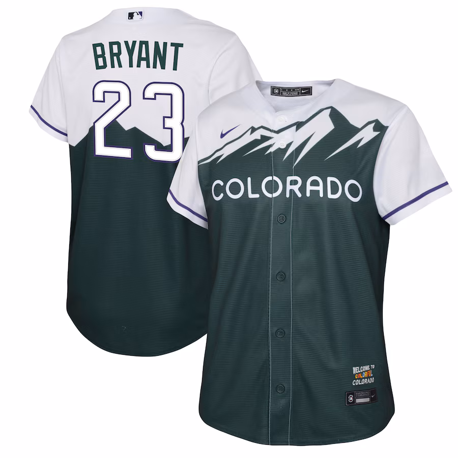 Youth Colorado Rockies Kris Bryant Nike Green 2022 City Connect Replica Player Jersey - ujerseystore