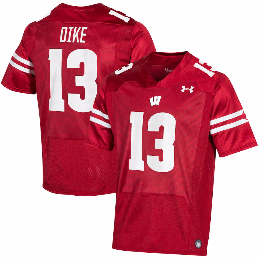 Chimere Dike Wisconsin Badgers Under Armour Player Game Jersey - Red - ujerseystore