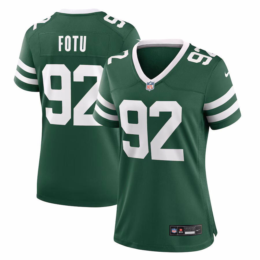 Women's New York Jets Leki Fotu Nike Legacy Green Team Game Jersey - ujerseystore