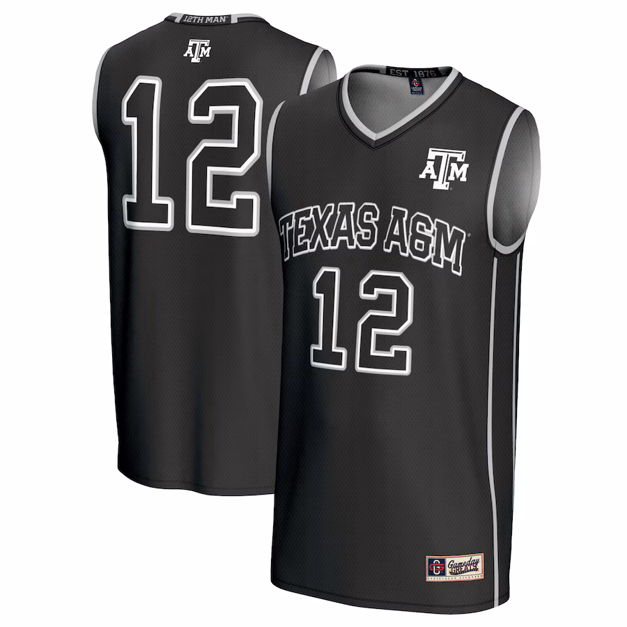 #12 Texas A&M Aggies GameDay Greats Youth Basketball Lightweight Fashion Jersey - Black - ujerseystore