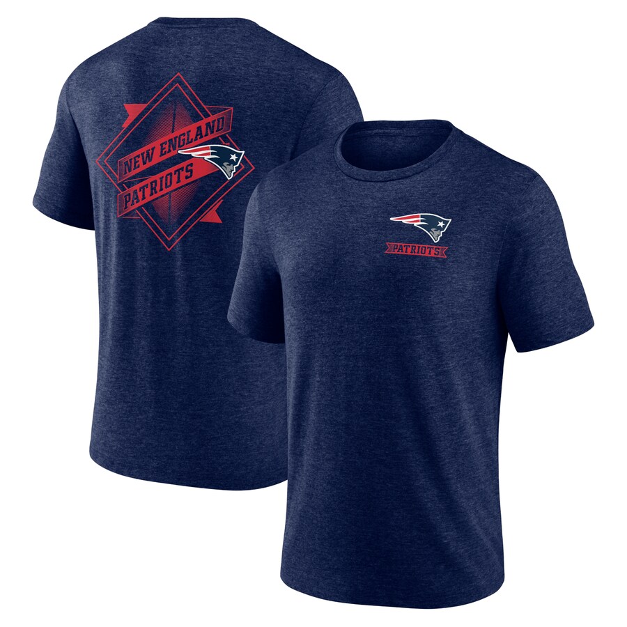 Men's New England Patriots Navy Diamond Scroll Tri-Blend T-Shirt - ujerseystore