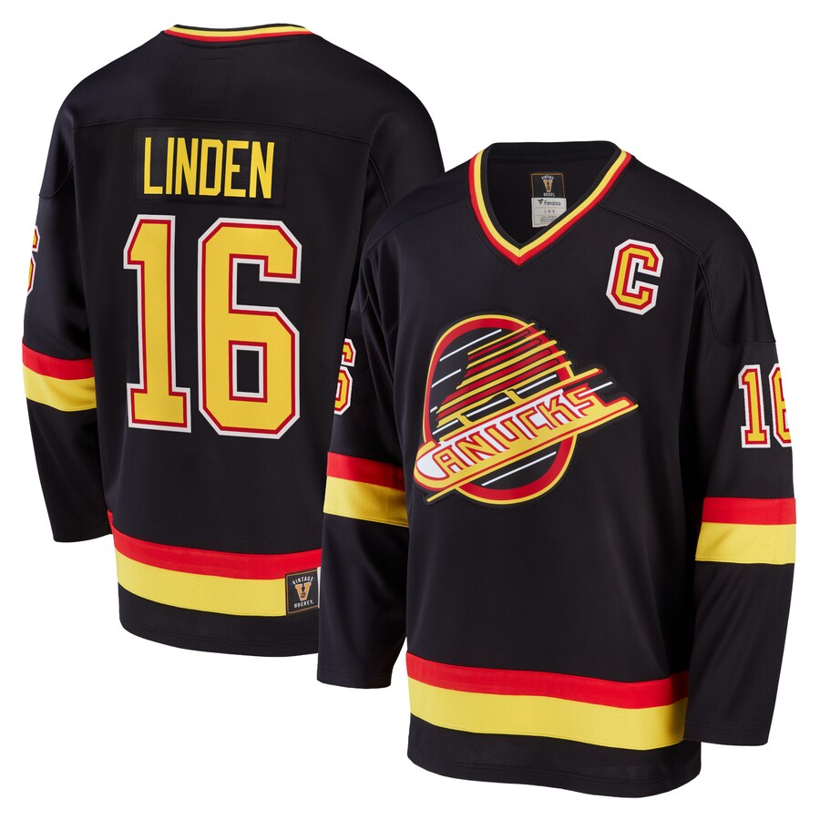 Men's Vancouver Canucks Trevor Linden Fanatics Branded Black Breakaway Retired Player Jersey - ujerseystore