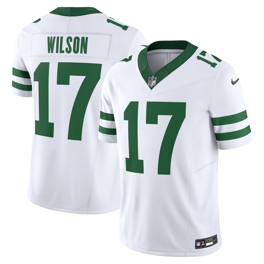 Men's New York Jets Garrett Wilson Nike Legacy White Vapor F.U.S.E. Limited Jersey - ujerseystore