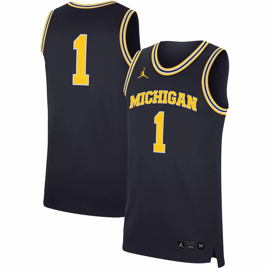 #1 Michigan Wolverines Jordan Brand Replica Jersey - Navy - ujerseystore