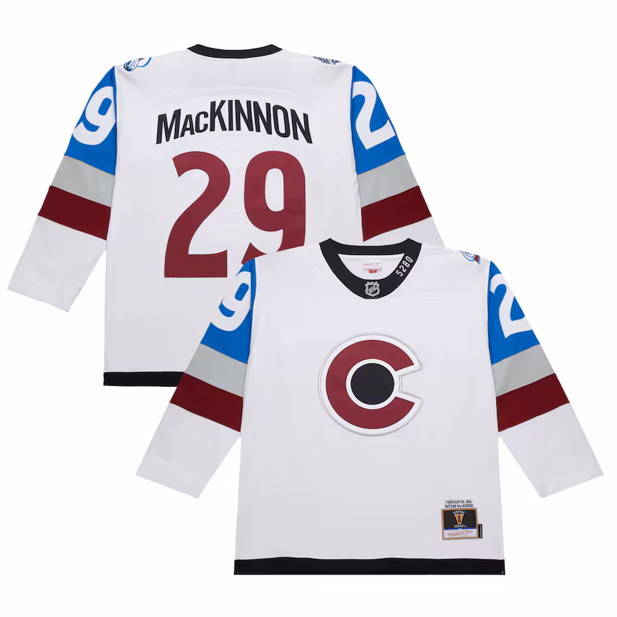 Men's Colorado Avalanche Nathan MacKinnon White 2016-17 Power Play Jersey - ujerseystore