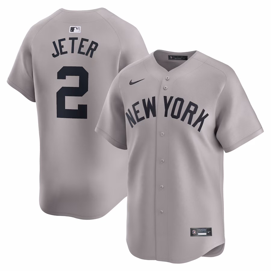 Men's New York Yankees Derek Jeter Nike Gray Away Limited Player Jersey - ujerseystore