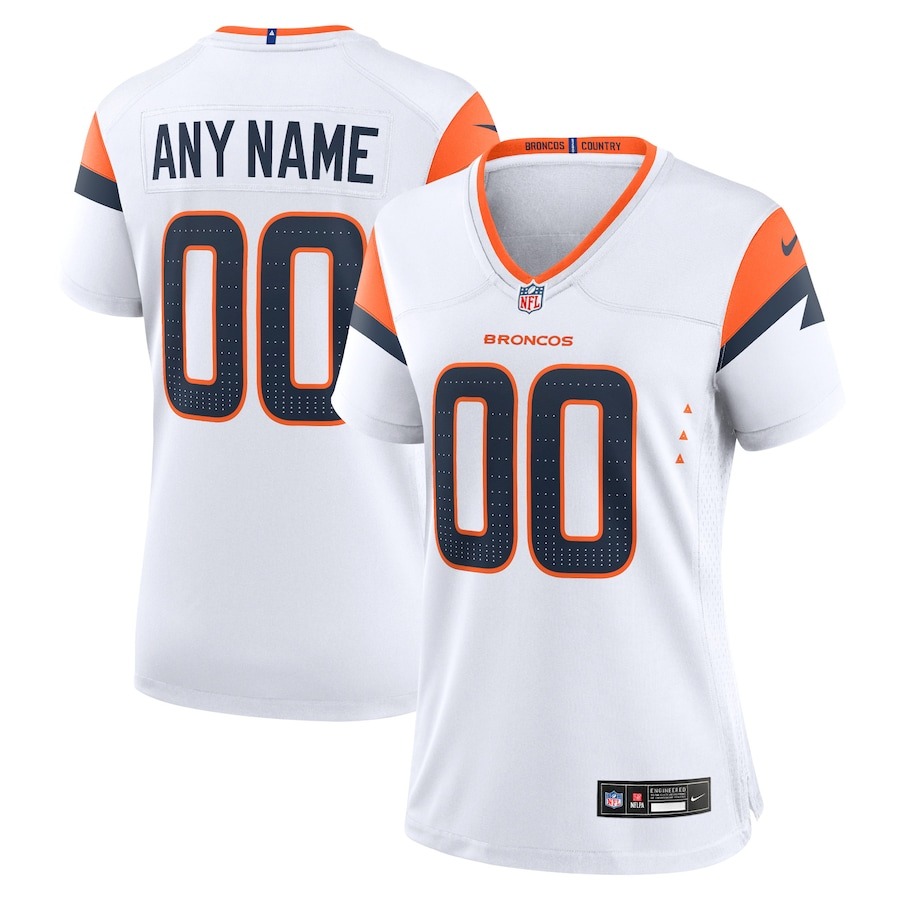 Women's Denver Broncos  Nike White Custom Game Jersey - ujerseystore