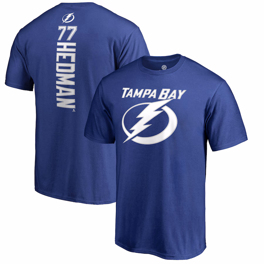 Men's Tampa Bay Lightning Victor Hedman Blue Backer T-Shirt - ujerseystore