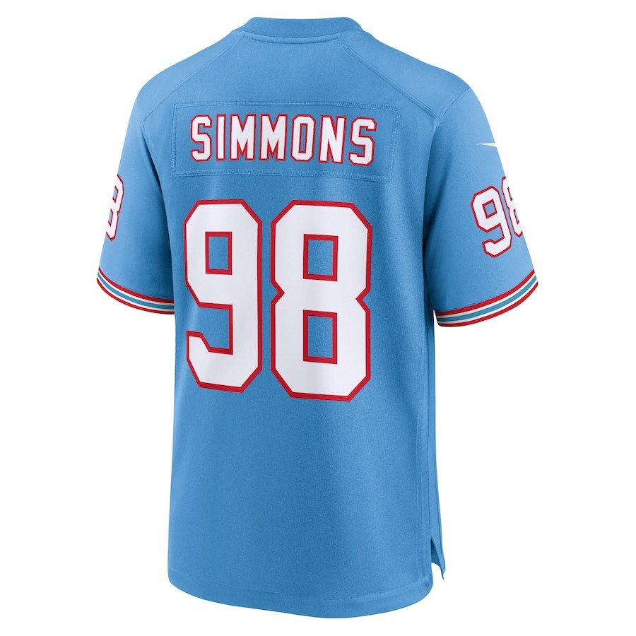 Men's Tennessee Titans Jeffery Simmons Nike Light Blue Oilers Throwback Alternate Game Player Jersey - ujerseystore