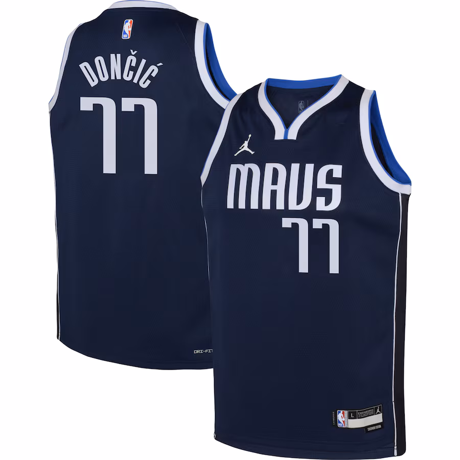 Youth Dallas Mavericks Luka Doncic Jordan Brand Navy Swingman Jersey - Statement Edition - ujerseystore