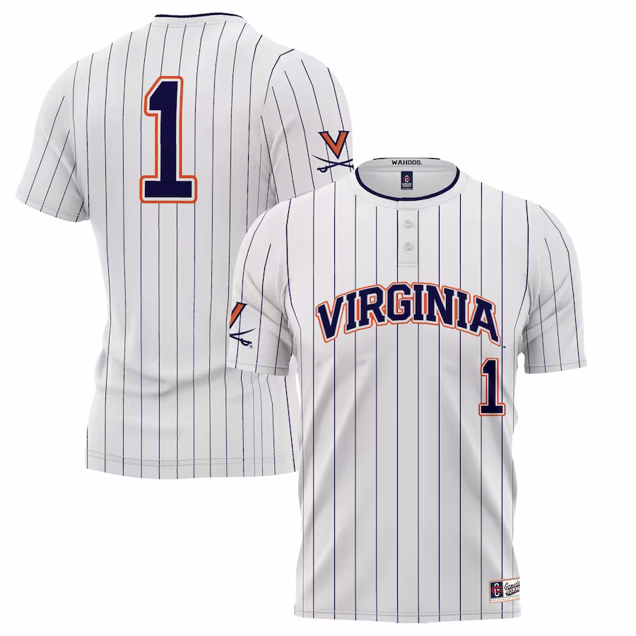 #1 Virginia Cavaliers GameDay Greats Youth Lightweight Softball Jersey - White - ujerseystore