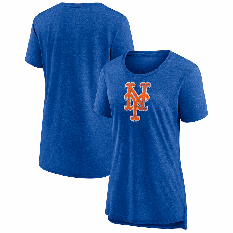 Women's New York Mets Royal Weathered Official Logo Tri-Blend T-Shirt - ujerseystore