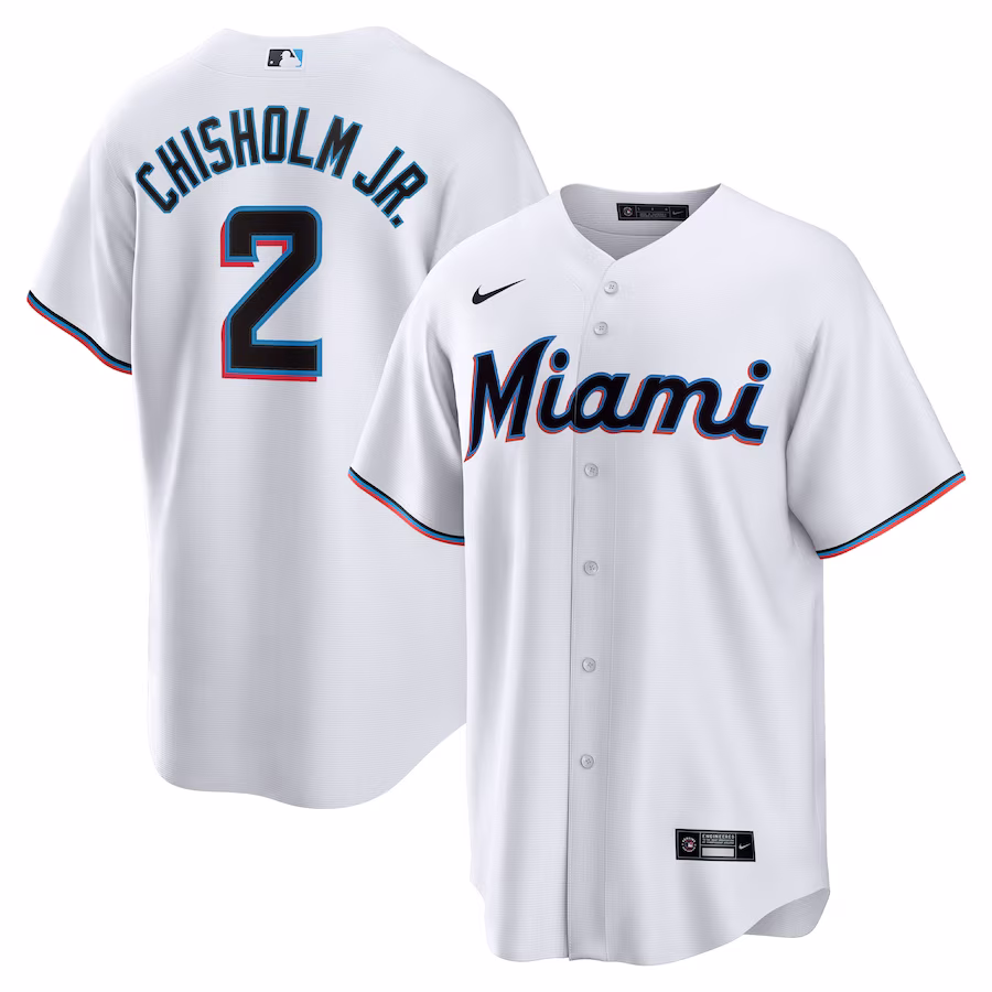 Men's Miami Marlins Jazz Chisholm Jr. Nike White Home Replica Player Jersey - ujerseystore