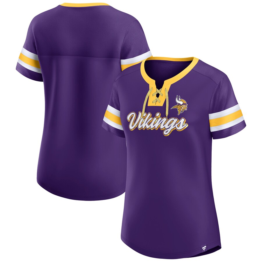 Women's Minnesota Vikings Fanatics Purple Original State Lace-Up T-Shirt - ujerseystore