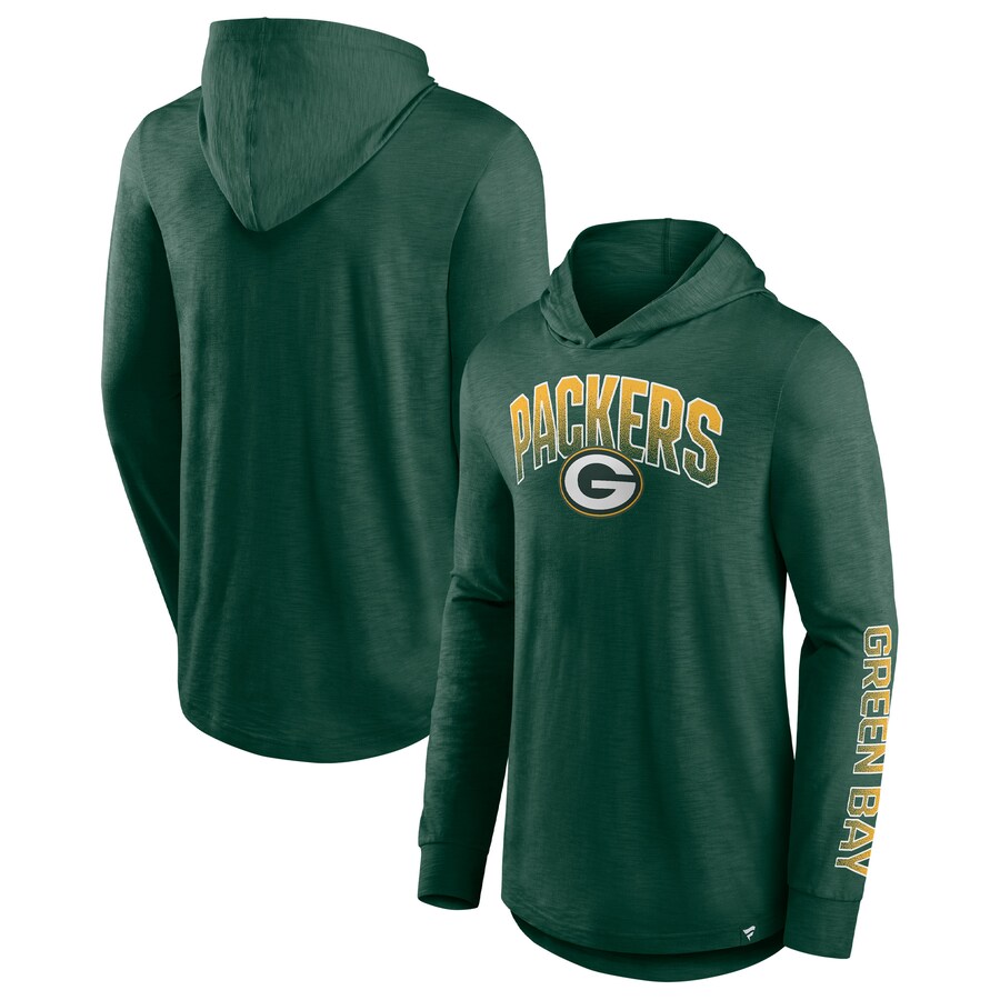Men's Green Bay Packers Fanatics Green Front Runner Long Sleeve Hooded T-Shirt - ujerseystore
