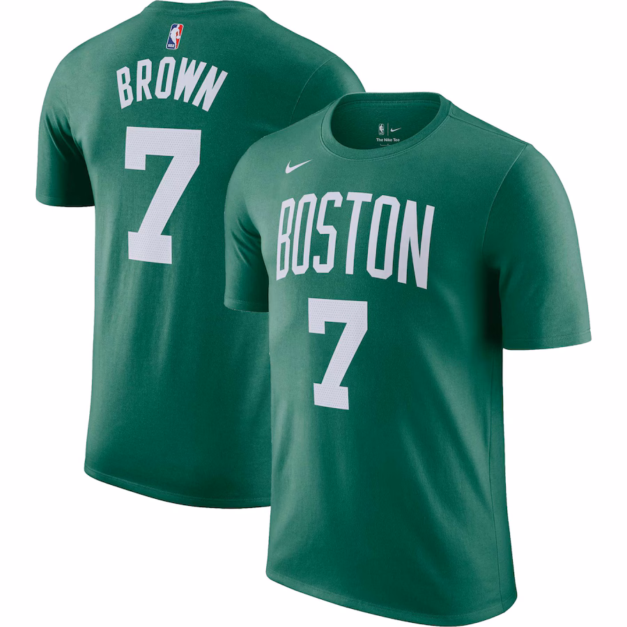 Men's Boston Celtics Jaylen Brown Nike Kelly Green Icon 2022/23 Name & Number T-Shirt - ujerseystore