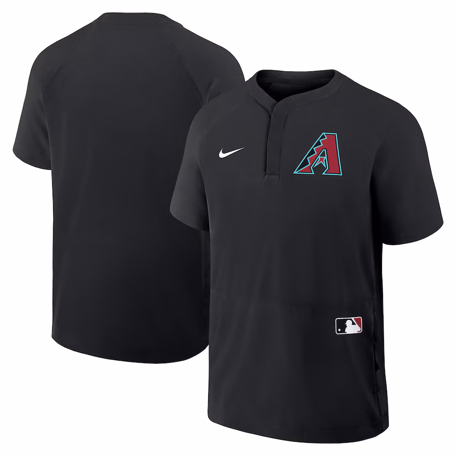 Men's Arizona Diamondbacks Nike Black Authentic Collection Raglan Short Sleeve Windshirt - ujerseystore