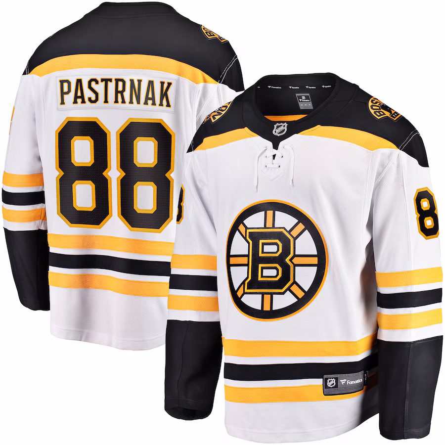 Men's Boston Bruins David Pastrnak Fanatics White Away Premier Breakaway Player Jersey - ujerseystore
