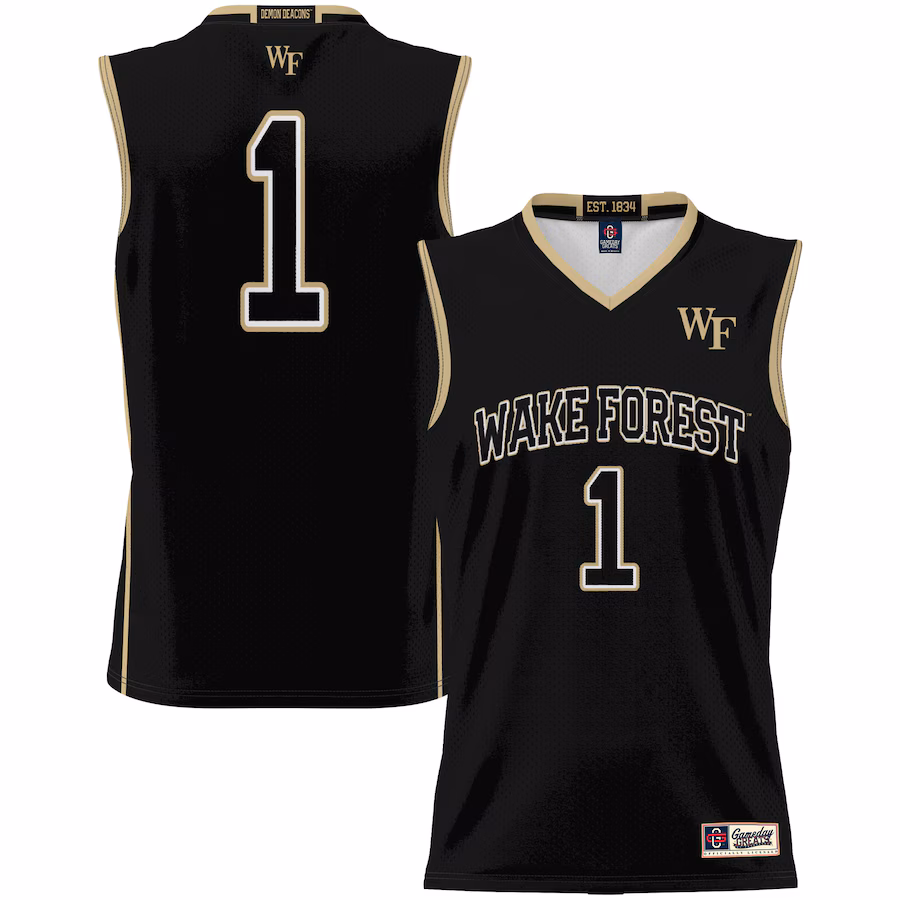 #1 Wake Forest Demon Deacons GameDay Greats Unisex Lightweight Basketball Jersey - Black - ujerseystore