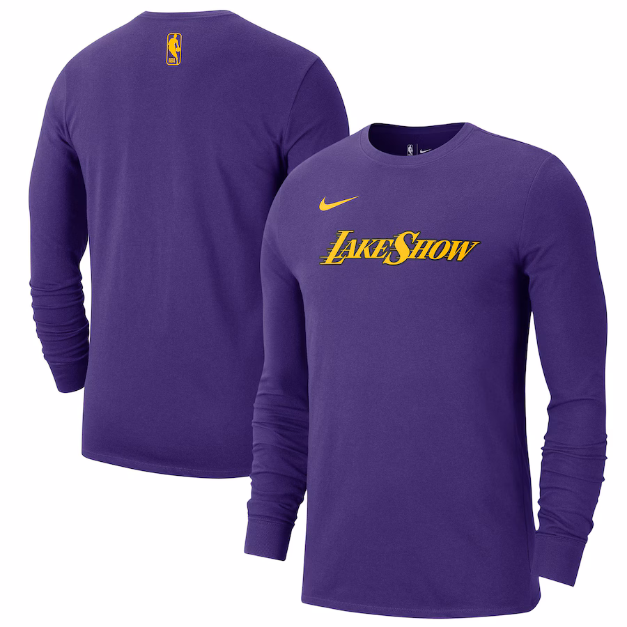 Men's Los Angeles Lakers Nike Purple 2024/25 City Edition Essential Logo Long Sleeve T-Shirt - ujerseystore