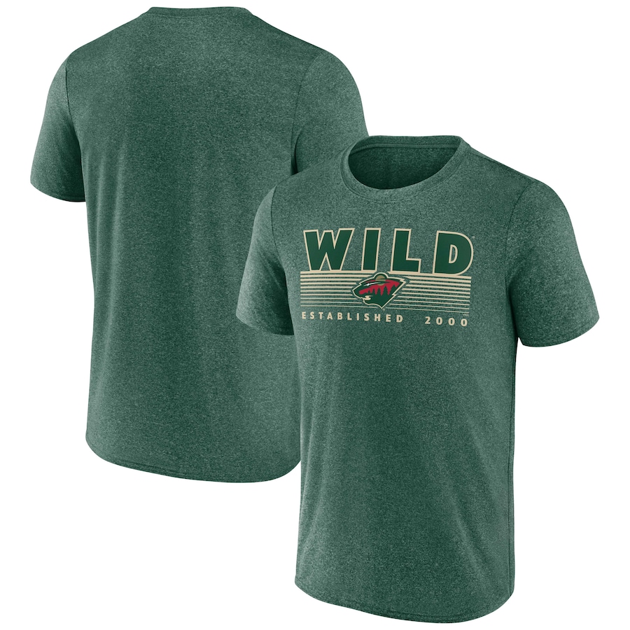 Men's Minnesota Wild Fanatics Heathered Green Prodigy Performance T-Shirt - ujerseystore