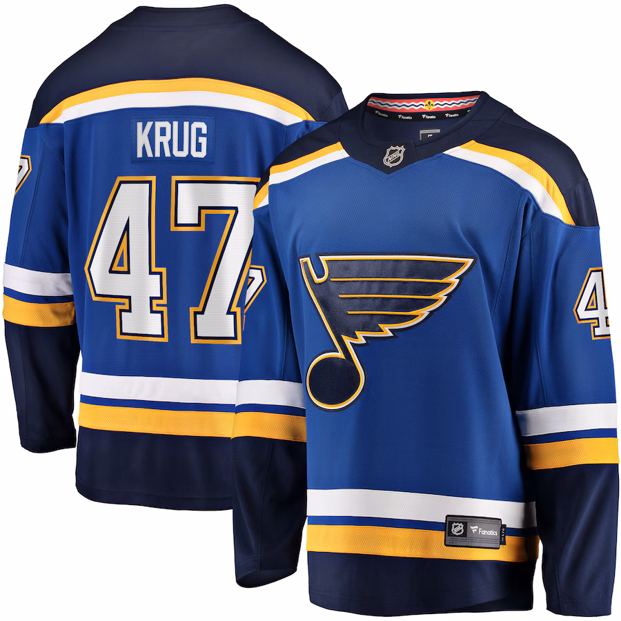 Men's St. Louis Blues Torey Krug Fanatics Blue Home Breakaway Jersey - ujerseystore