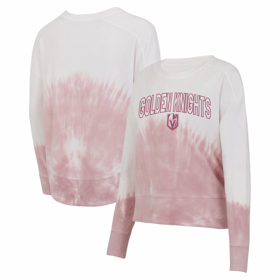 Women's Vegas Golden Knights Concepts Sport Pink/White Orchard Tie-Dye Long Sleeve T-Shirt - ujerseystore