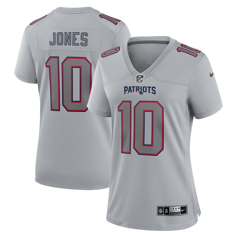 Women's New England Patriots Mac Jones Nike Gray Atmosphere Fashion Game Jersey - ujerseystore