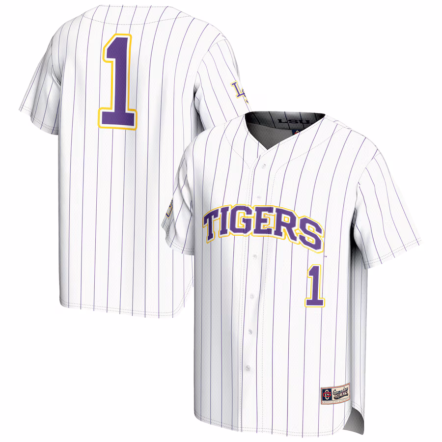 Youth GameDay Greats #1 White LSU Tigers Lightweight Baseball Jersey - ujerseystore
