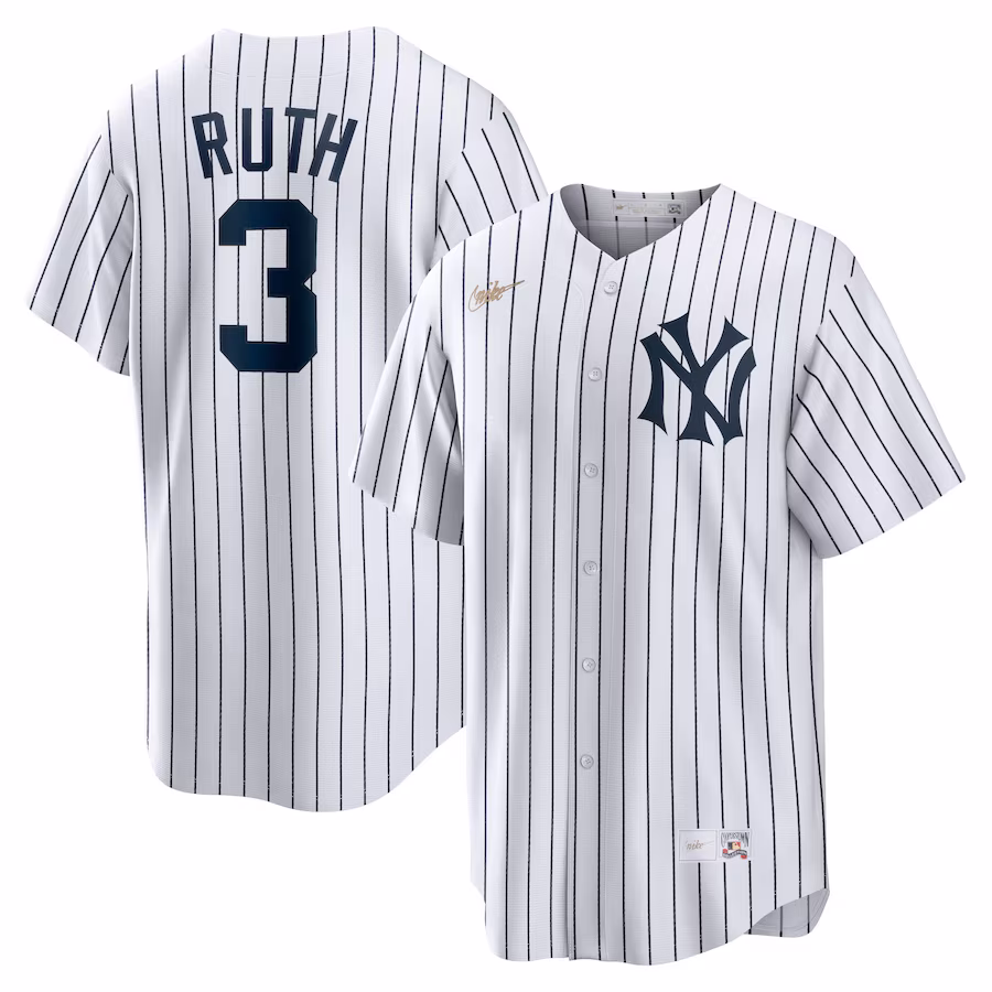 Men's New York Yankees Babe Ruth Nike White Home Cooperstown Collection Player Jersey - ujerseystore