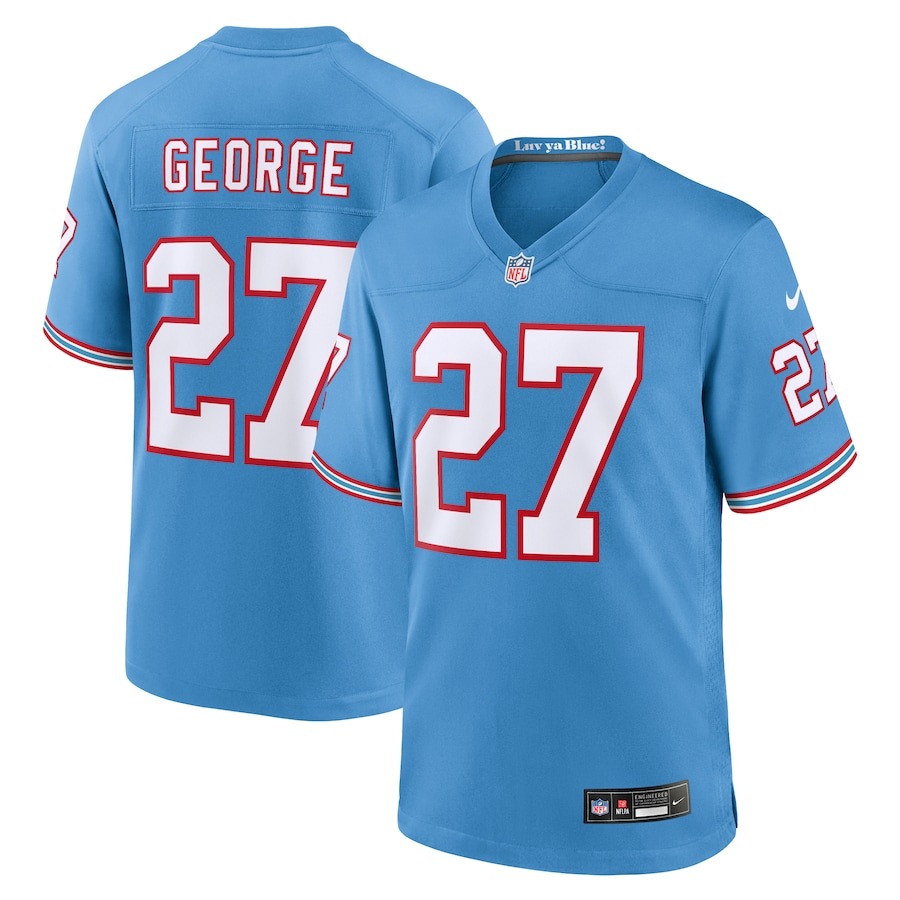 Men's Tennessee Titans Eddie George Nike Light Blue Oilers Throwback Retired Player Game Jersey - ujerseystore