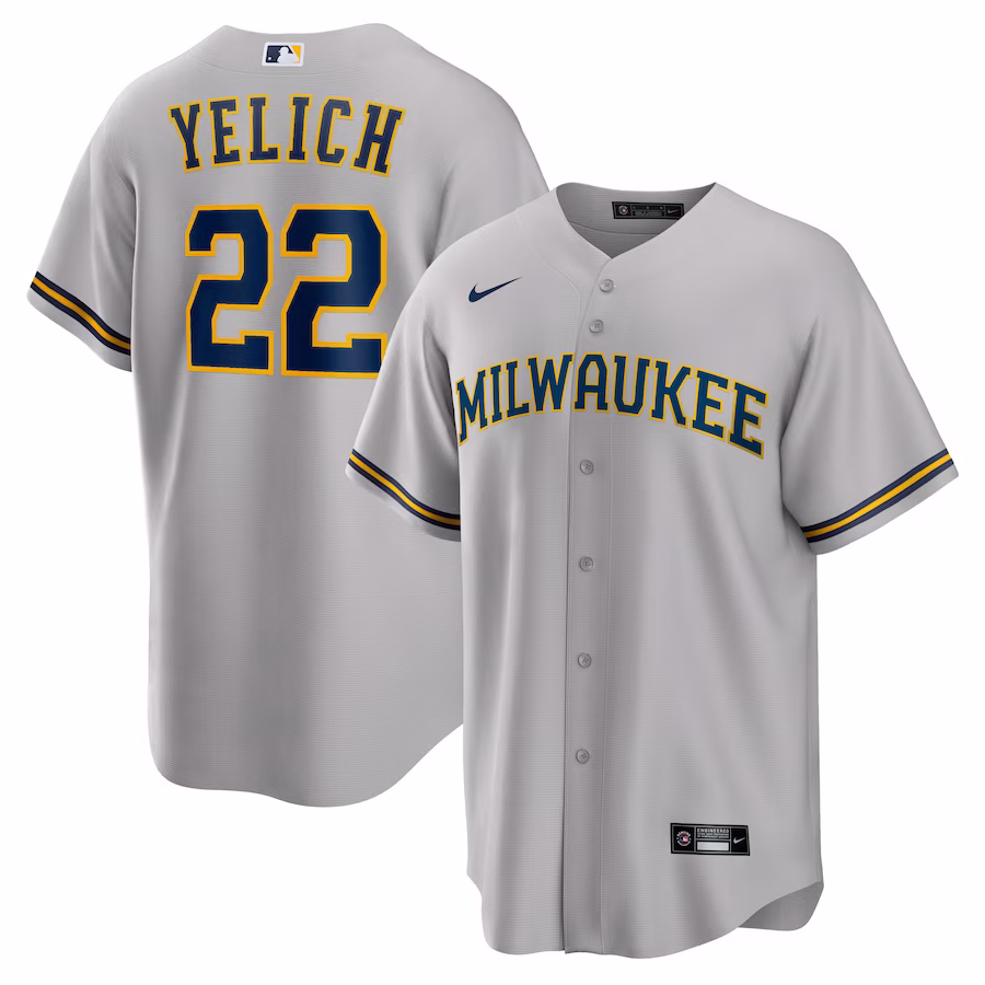 Men's Milwaukee Brewers Christian Yelich Nike Gray Alternate Replica Player Jersey - ujerseystore