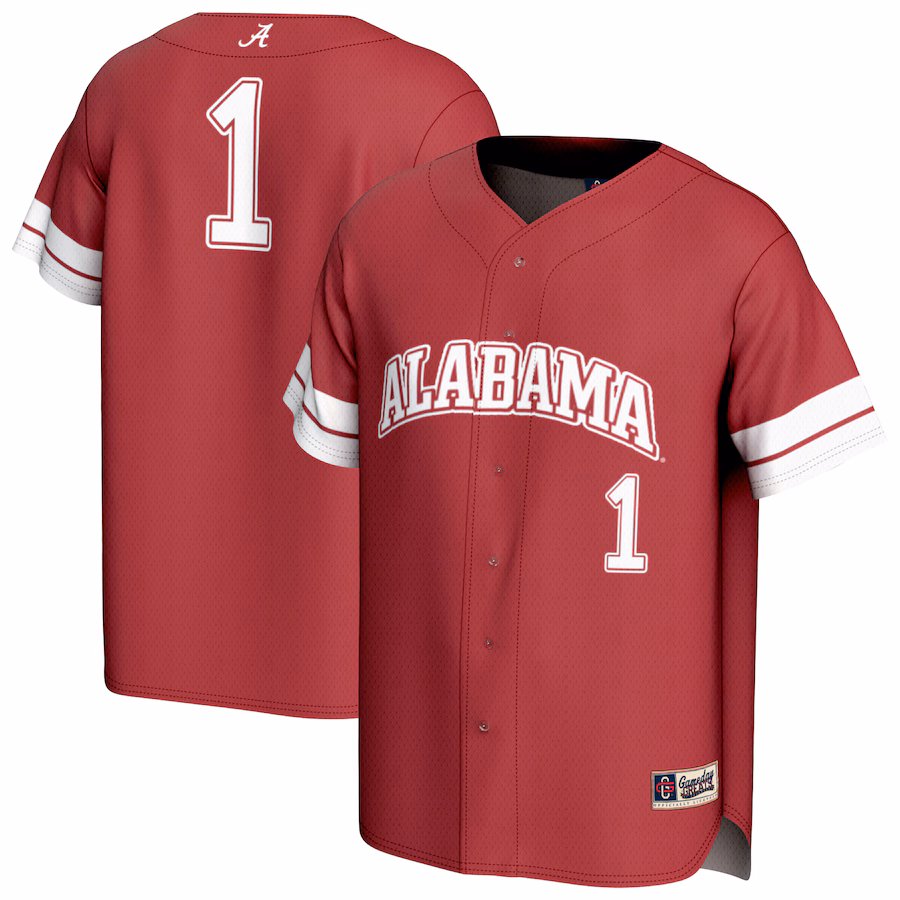 Youth GameDay Greats #1 Crimson Alabama Crimson Tide Lightweight Collegiate Baseball Fashion Jersey - ujerseystore
