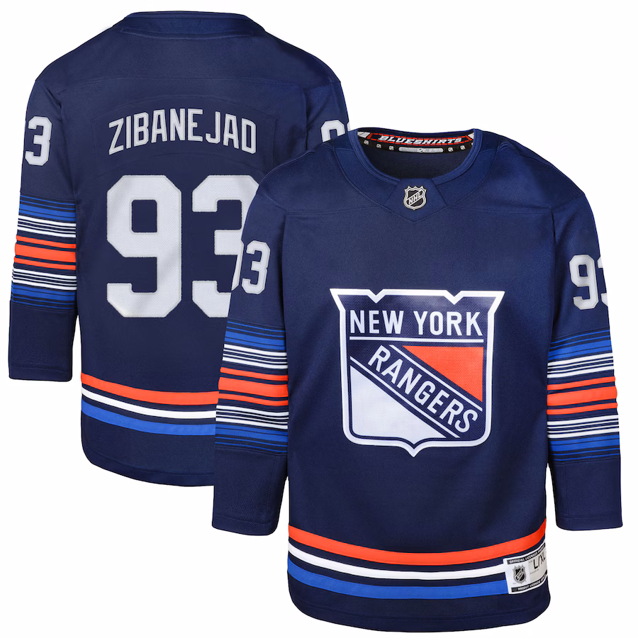 Youth New York Rangers Mika Zibanejad Navy Alternate Premier Player Jersey - ujerseystore