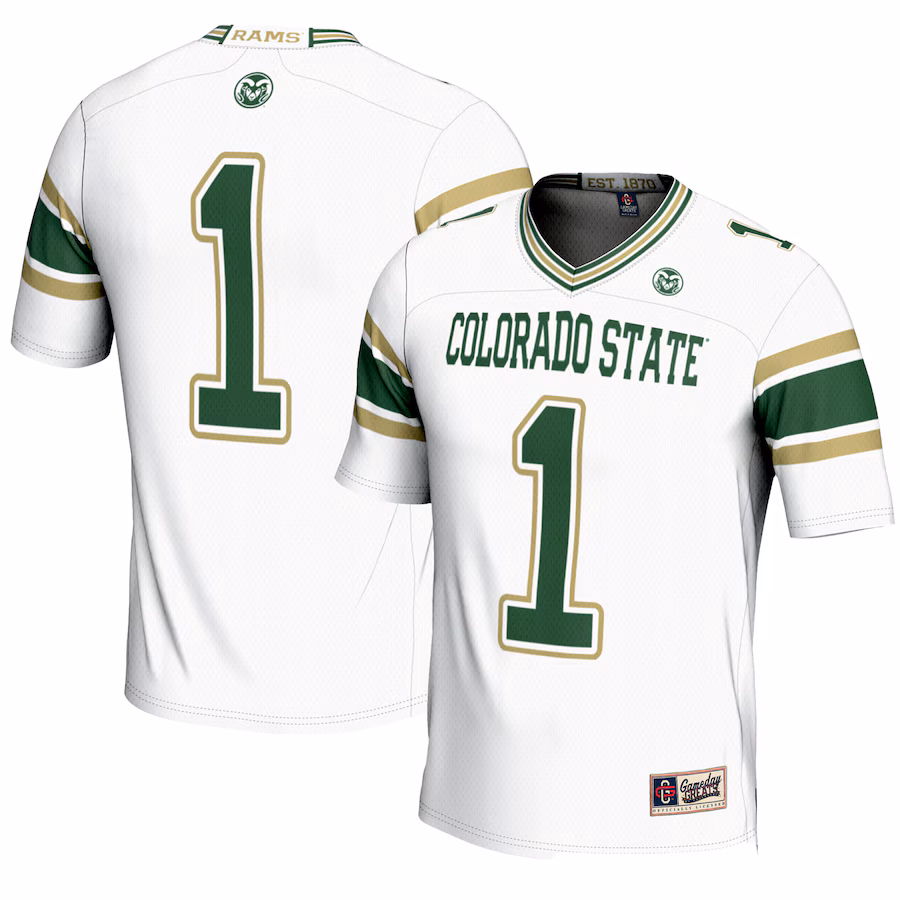 Men's GameDay Greats #1 White Colorado State Rams Endzone Football Jersey - ujerseystore